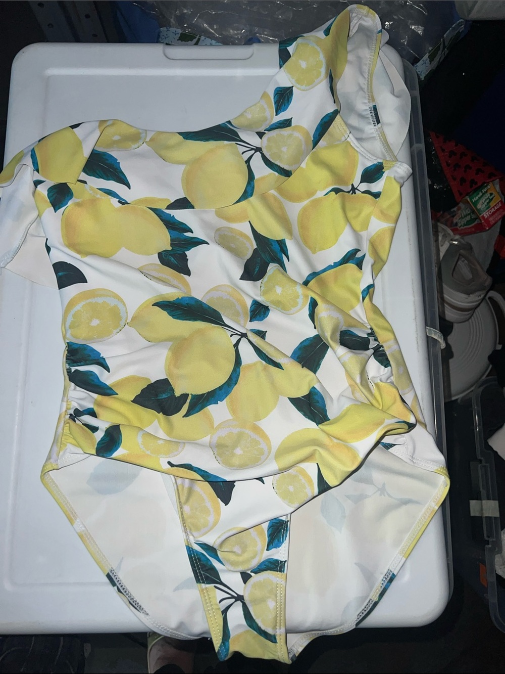 Yellow Lemon Print One-Piece Swimsuit - Women's